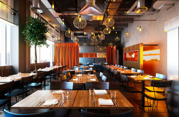 3d render of luxury restaurant interior Renovation restaurant lyon-2